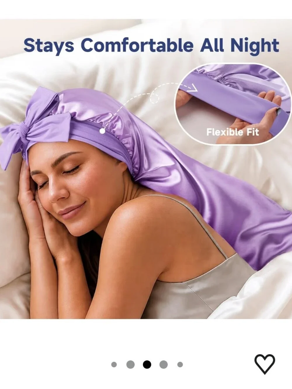 Umisleep 22 Momme Mulberry Silk Lined Bonnet Long Hair Lavender